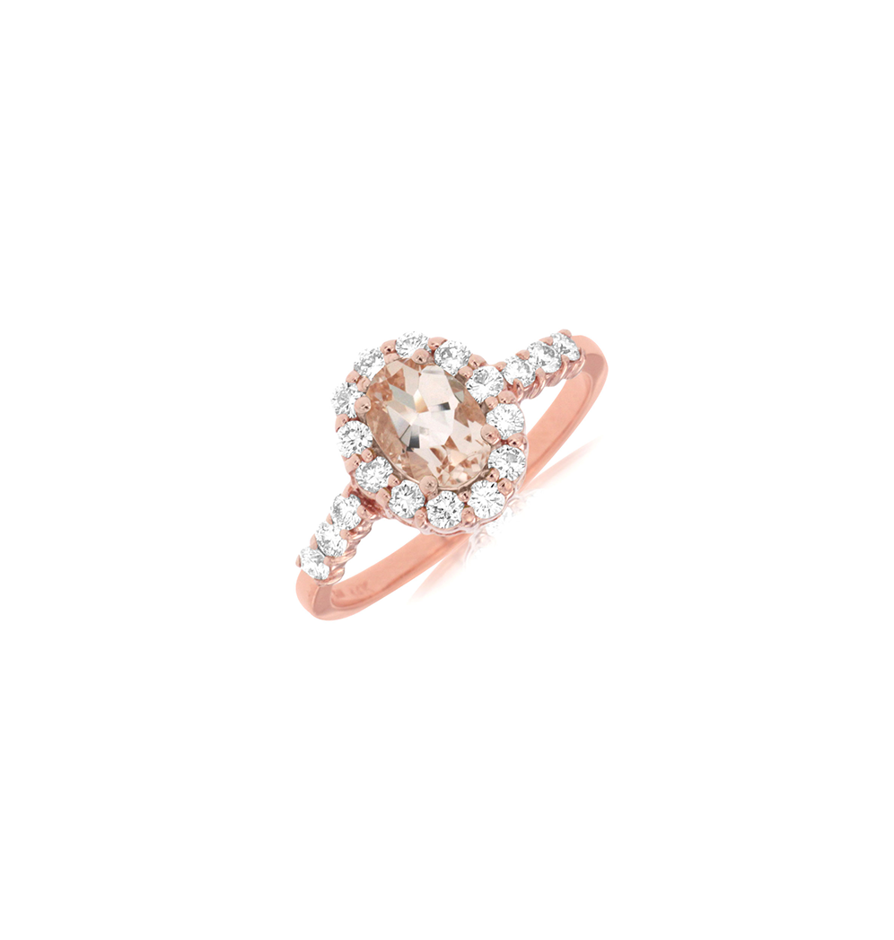 Sabel Collection Rose Gold Oval Morganite and Diamond Ring
